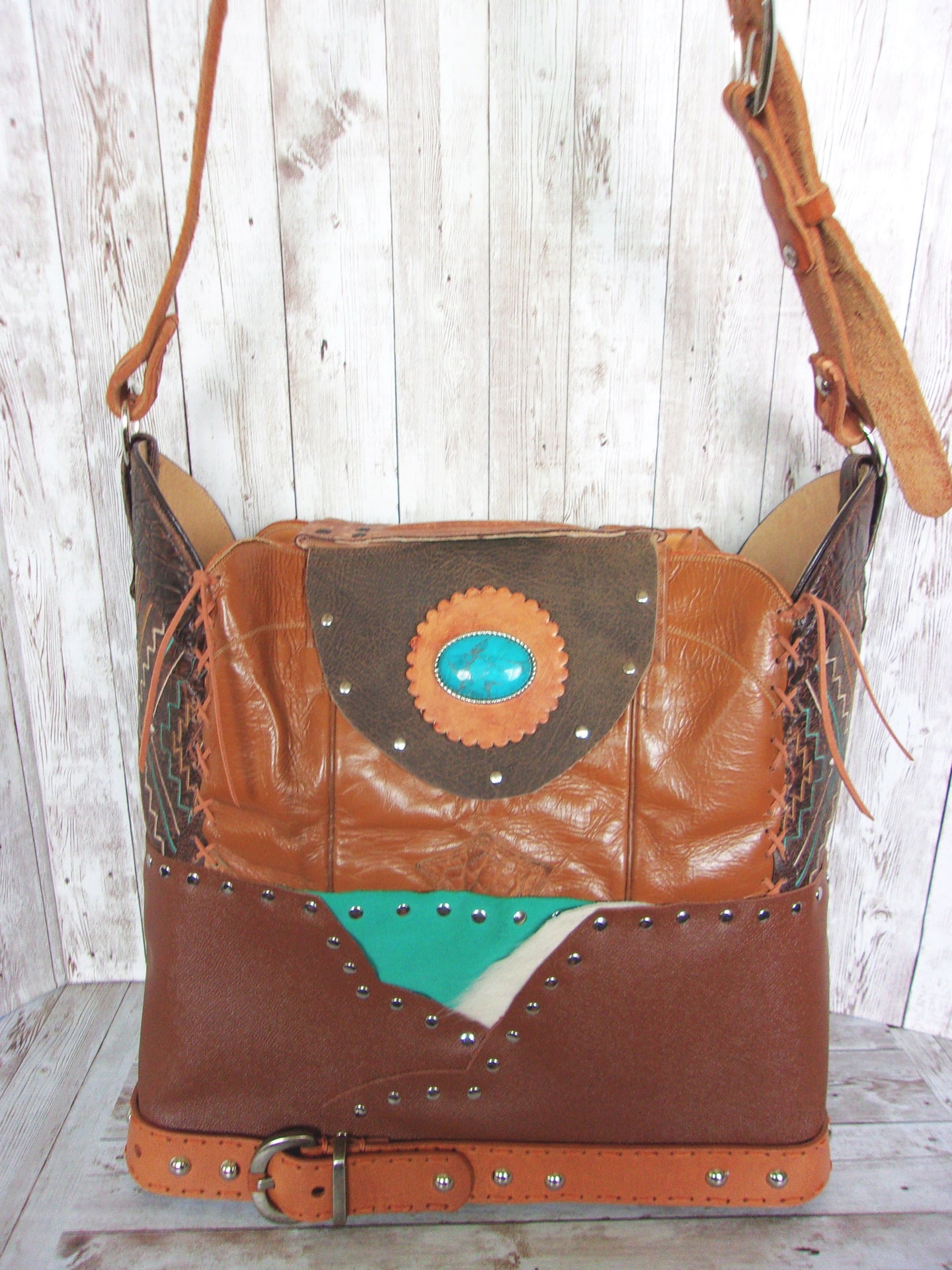 Cowboy Boot Laptop Tote LT37 handcrafted from cowboy boots. Shop Luggage & Bags at ChrisThompsonBags.com and buy the best boot purse, cowboy boot purse, cowgirl handbag, leather laptop tote, recycled cowboy boots, unique gift for her, unique gift for him, unique travel bag, western diaper bag, western laptop tote, western travel bag, XL cowboy Boot Purse, XL leather tote at Chris Thompson Bags.